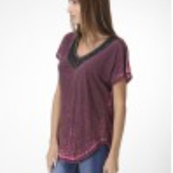 Urban X Tee wine size S,M,L short sleeve burnout w/grey trim - Picture 5 of 7